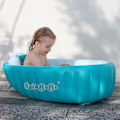 Miniatyrbillede 7 af 8: Oppustelig Badekar til Småbørn, Skridsikker Sikkerhed Tyk Pude Central Sæde, Bærbar Rejse Sædebade Baby Swimmingpool til 0-5 År, Blå