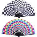 Miniatyrbild 1 av 5: 2 st Rave Hand Fan Bambu Hand Fan Stor Fällbar Fläkt wit