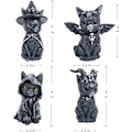 Miniatyrbild 5 av 5: Set med 4 Halloween-prydnader för katt, kattdekor, kattfigurer katt H