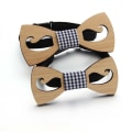 Pikkukuva 3 / 6: 2 kpl Classic Maple Wood Bow Tie Openwork Mustache Ecolo Blac
