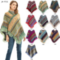 Miniatyrbilde 2 av 5: Ponchoer for kvinner, dameponchoer og wraps Vinter Retro Stilig Poncho Sjal for kvinner - Grå