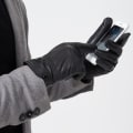 Miniatyrbillede 2 af 5: 1 par Haining sorte touch screen herrehandsker i læder