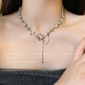 Miniatyrbilde 4 av 5: Moonlight Zircon Cross Tassel Titanium Halskjede Kvinner ins Hip Ho