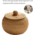 Miniatyrbillede 3 af 5: Fletkurv med låg - Rattan kurv lille fletkurv - Wo
