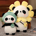 Pikkukuva 3 / 4: Halattava Panda Pehmolelu Pehmeä Plussinen Pandakarhu Leikkihahmo Ihastuttavilla Asusteilla ja Lähettilaukulla Makeana Lahjana Lapsille Syntymäpäiväksi (Auringonkukka) 40cm