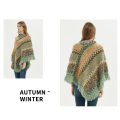 Pikkukuva 4 / 5: Naisten ponchot, naisten ponchot ja huivit Talvi Retro Tyylisuuntainen Poncho Huivi Naisille - Sininen-ruskea