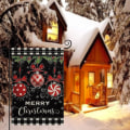 Miniatyrbilde 2 av 5: Colorlife Buffalo Plaid Check Merry Christmas Hageflagg 11.8x1