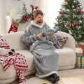 Miniatyrbillede 2 af 5: Oversized bærbar tæppehættetrøje, Sherpa fleece lang sweatshirt