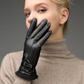 Miniatyrbillede 5 af 5: Dame Vinter Læderhandsker med Touch Screen Tekst Finger W