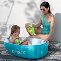 Miniatyrbillede 8 af 8: Oppustelig Badekar til Småbørn, Skridsikker Sikkerhed Tyk Pude Central Sæde, Bærbar Rejse Sædebade Baby Swimmingpool til 0-5 År, Blå
