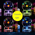 Miniatyrbilde 2 av 5: 3D krystallkule med solsystemmodell og LED-lampebase, 80 mm