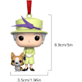 Miniatyrbilde 4 av 7: 4 stk. Elizabeth II Dronning og Corgi Akryl Keepsake Ornament, Ch