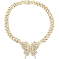Miniatyrbilde 1 av 5: Cubansk lenkekjede Charm Butterfly Halskjeder for kvinner Rhinestone