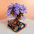Miniatyrbillede 3 af 7: 2200 stk. Mini Byggeklodser Lilla Kirsebærblomst Træhus Mo