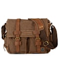 Miniatyrbillede 1 af 5: Vintage Læder Canvas Laptop Taske Messenger Tasker Medium, Canvas Kamera Taske Vintage DSLR SLR Messenger Skuldertaske - Kaffe