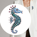 Pikkukuva 2 / 5: Rhinestone-merihevonen rintaneula, merieläin, muotijuhlan rintaneula, naiset