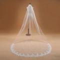 Miniatyrbillede 1 af 5: Brude slør, lang, elfenbenshvid, gulvlængde, 3 m, elegant, simp