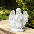 Miniatyrbilde 1 av 4: Solcelle-engel lys som sympatigave, kirkegårdspynt, minnestatue, harpiks engelfigur lys for uteplass plen hage L7,6 x B5,5 x H9 tommer