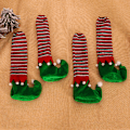 Miniatyrbild 2 av 4: 4 st julstolsöverdrag randiga tomtebordbensöverdrag (gröna)