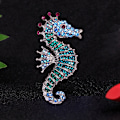 Miniatyrbillede 4 af 5: Rhinestone Seahorse Brosche Sødyr Mode Fest Brosche Kvinder