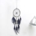 Miniatyrbillede 4 af 5: Grå drømmefanger med to ringe i mesh-vægindretningsstil