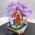 Miniatyrbillede 7 af 7: 2200 stk. Mini Byggeklodser Lilla Kirsebærblomst Træhus Mo