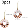 Miniatyrbillede 2 af 5: 8 stk. Donut Julepynt Sød Donut Vedhæng Julepåske Træ Hængende Pynt til Feriefest Tilbehør (Kaffe)