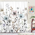 Miniatyrbild 1 av 5: Blommig Duschdraperi, Boho Tyg Duschdraperier för Badrum