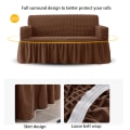 Miniatyrbilde 3 av 5: Lett og tilpasset sofaovertrekk, universell, høy strekk, slitesterk møbelbeskytter med skjørt (tofarget curry), 2-4 setere 140-185cm