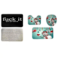 Miniatyrbillede 3 af 5: 4 stk. Julebruskurtainsæt med antislip tæppe, toiletlåg og bademåtte, julebånds-krog, julebruskurtain three-piece set