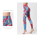 Miniatyrbilde 4 av 6: Damer Høy Midje Skinny Trykt Sports Fitness Yoga Bukser-HK284 S