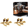 Miniatyrbillede 6 af 6: Servietringe Blad Metal Serviet Knap til Jul Thanksgiving Fester Bryllup Ornament Bord Dekoration Guld 6PCS Servietringe