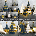 Miniatyrbild 4 av 5: Födelsedagsfest hattar - Set med 12 guld Happy Birthday Cone Party H