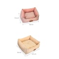 Miniatyrbilde 6 av 7: Pustematerial bomullslin avtakbar firkantet kjæledyrseng Beige S: 50*45cm