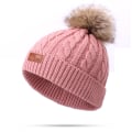Pikkukuva 2 / 5: 2 kpl Lasten Talvihatut ja Huivit Setti Vauvan Pipo Kaksois Pompom Toddler Talvihattu 1-8-vuotiaille Pojille ja Tytöille. Deep pink