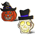 Miniatyrbillede 1 af 5: 2 stk. Træ Halloween dekoration lys, Halloween græskar lys