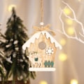 Miniatyrbillede 4 af 5: 3 stk. træmalede juletræ vedhæng julehus pen
