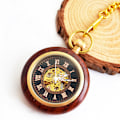 Miniatyrbilde 2 av 5: Lommeklokke - Steampunk Design 3D Damptog Mønster/Ren Kobber