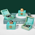 Miniatyrbild 4 av 6: Presentförpackad trä handvev mini musikbox med söt katt Gray