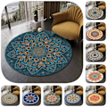 Miniatyrbillede 2 af 7: Rundt Gulvtæppe Mandala Tæpper til Soveværelse Badeværelse Vaskbart Skridsikkert Cirkel Gulvmåtter Chic Bohemian Hjem Decor Tæpper - Style 2 140*140cm