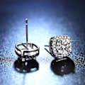 Miniatyrbillede 4 af 5: Stud Øreringe Fire Kløer Øreringe Til Kvinder Moissanite Diamant Sq