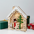 Miniatyrbillede 1 af 3: Julemand LED-lys i træ til ophængning på juletræ