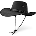 Miniatyrbillede 1 af 5: Cowboy Hat, Filt Kunstlæder Solhat, Ruskind Rejse Cap, Western