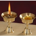 Miniatyrbilde 1 av 5: Ghee-lampe smørlampeholder gylden kopp lysestake tibetansk br