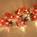 Miniatyrbilde 1 av 6: 10 LED epleformede lyslenker i metallnett, batteridrevne