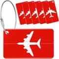 6-pack aluminium flygplansbagageetiketter med rostfritt stållåda