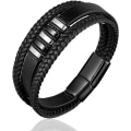 Miniatyrbillede 1 af 5: Herrearmbånd i læder med flere lag og magnetlås i rustfrit stål