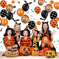 Miniatyrbillede 3 af 5: 119 stk. Halloween ballonbue guirlande sæt, orange sort konfetti