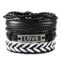 Miniatyrbilde 4 av 4: 4PCS herre- og damearmbånd i skinn, flettede mansjettarmbånd