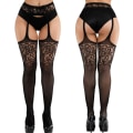 Miniatyrbillede 3 af 5: Kvinde Højtaljede Leggings Fiskenet Strømper Blonde Lår Strømpebukser